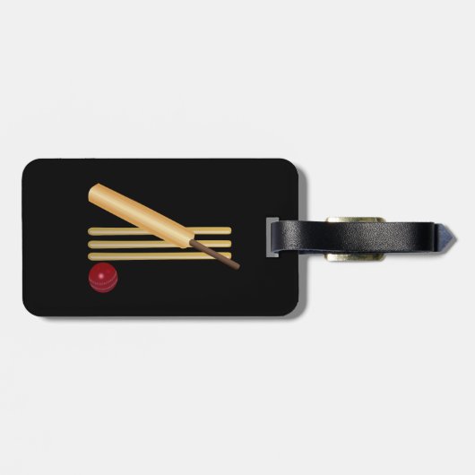 Cricketspel...wicket, bat, bal bagagelabel (Achterkant horizontaal)