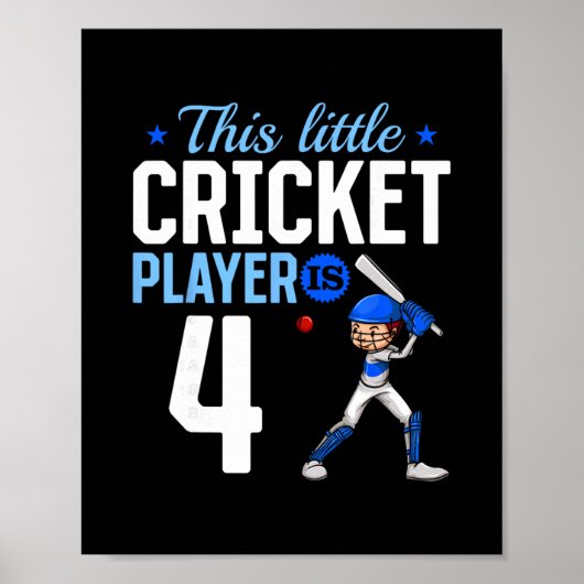 Cricketspeler 4e verjaardag poster (Voorkant)