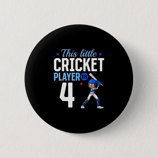 Cricketspeler 4e verjaardag ronde button 5,7 cm (Voorkant)