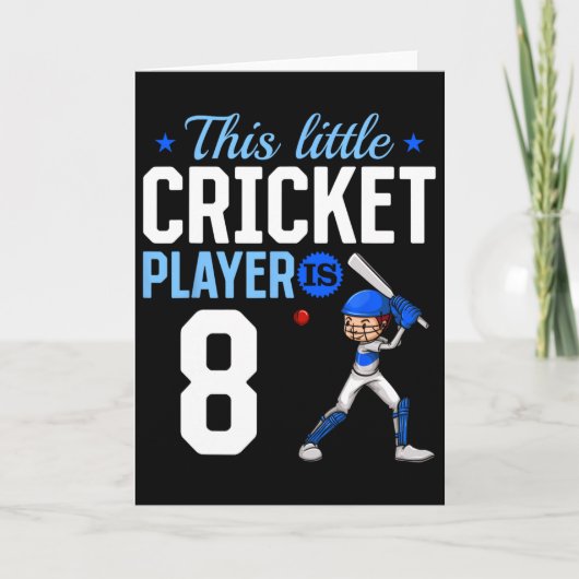 Cricketspeler 8e verjaardag kaart (Voorkant)