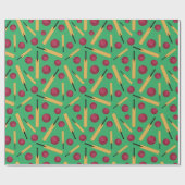 Cricketspeler Bat en bal Cricketer Patroon Cadeaupapier (Vlak)