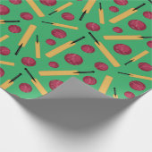 Cricketspeler Bat en bal Cricketer Patroon Cadeaupapier (Hoek)