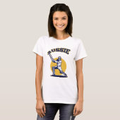 cricketspeler batsman Australia retro T-shirt (Voorkant volledig)