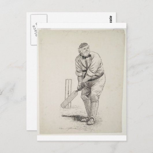 cricketspeler briefkaart (Voorkant / Achterkant)