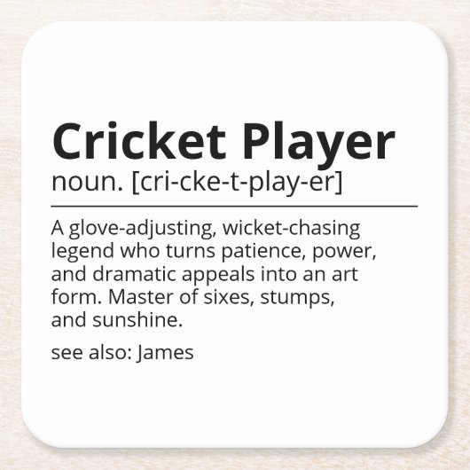 Cricketspeler Cadeau Gepersonaliseerde Onderzetter (Voorkant)