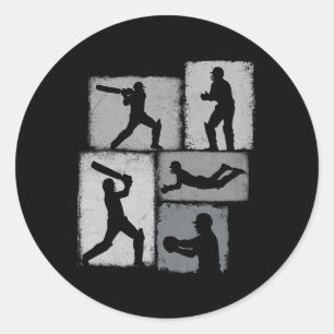 Cricketspeler Collage Mannen Vrouwen Cricketcoach Ronde Sticker