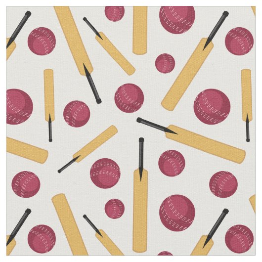 Cricketspeler Engels Cricket Bat en Ball Patterned Stof (Close Up)