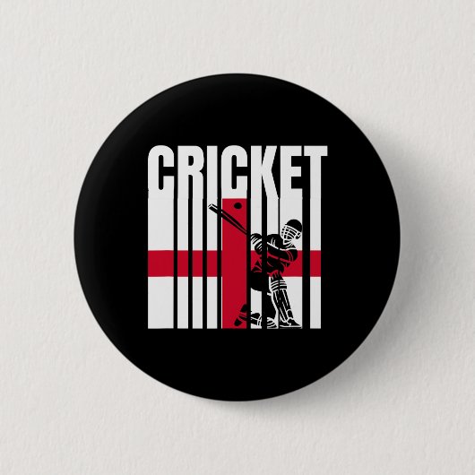 Cricketspeler Engelse vlag Ronde Button 5,7 Cm (Voorkant)