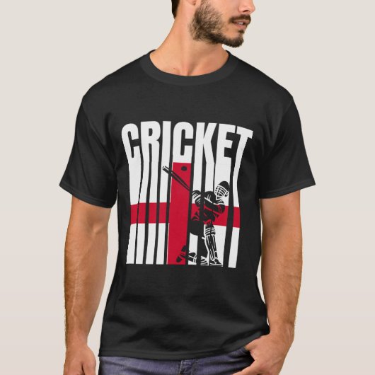 Cricketspeler Engelse vlag  T-shirt (Voorkant)