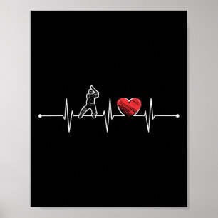 Cricketspeler Hartslag Cadeau Ekg Cricketfans Lief Poster