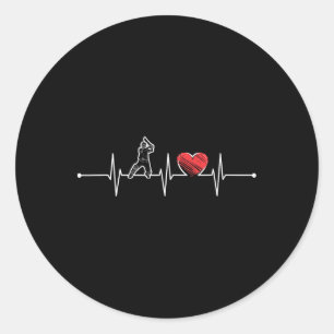 Cricketspeler Hartslag Cadeau Ekg Cricketfans Lief Ronde Sticker