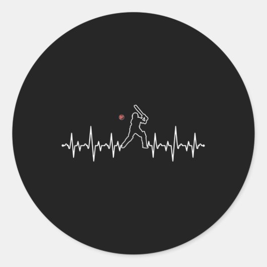 Cricketspeler Hartslag Crickethulp Ronde Sticker (Voorkant)