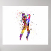 Cricketspeler in waterverf poster (Voorkant)