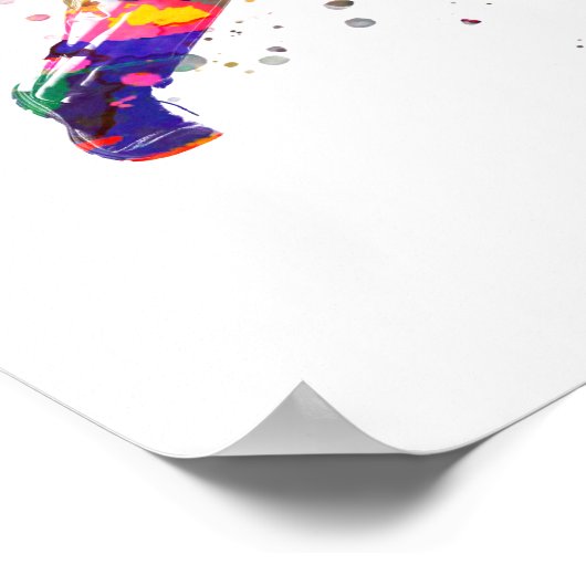 Cricketspeler in waterverf poster (Hoek)