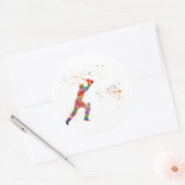Cricketspeler in waterverf ronde sticker (Envelop)