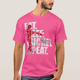 Cricketspeler Kleding Eet Slaap Cricket Herhaal Cr T-shirt