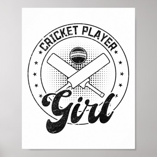 Cricketspeler Meisje Poster (Voorkant)