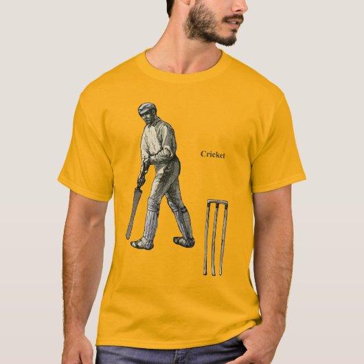 cricketspeler met een tas en een kaartje t-shirt (Voorkant)