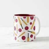 Cricketspeler Monogram Tweekleurige Koffiemok (Voorkant rechts)