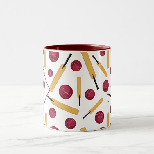 Cricketspeler Monogram Tweekleurige Koffiemok (Center)