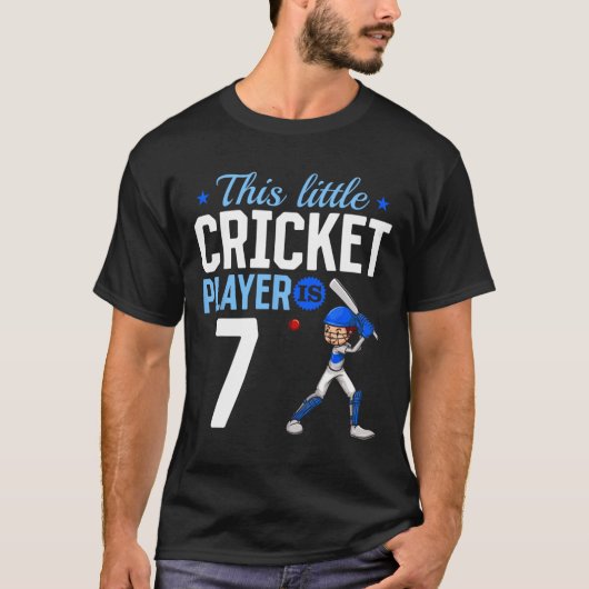 Cricketspeler op 7e verjaardag t-shirt (Voorkant)