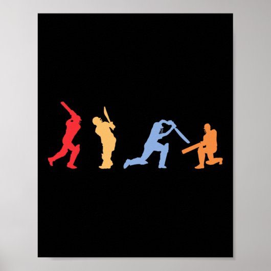 Cricketspeler Retro Cricket Silhouet Cricket Sp Poster (Voorkant)