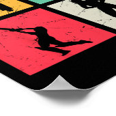 Cricketspeler Retro Cricket Silhouet Cricketen Poster (Hoek)