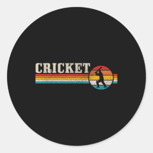Cricketspeler Sport Vintage Retro Cricket Ronde Sticker