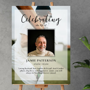 Cricketspeler viering van het leven foto rouwdiens poster
