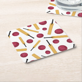 Cricketspeler Vleermuizen en Ballen Patroon Kartonnen Onderzetters