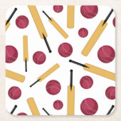 Cricketspeler Vleermuizen en Ballen Patroon Kartonnen Onderzetters (Voorkant)