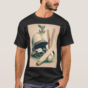 Cricketteamcaptain Vintage Cricketbat en helm T-shirt