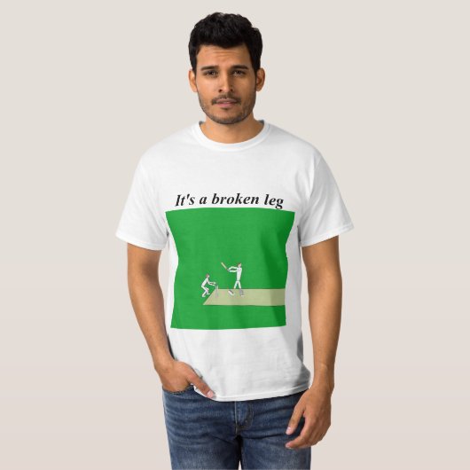 Cricketterm gebroken been t-shirt (Voorkant volledig)