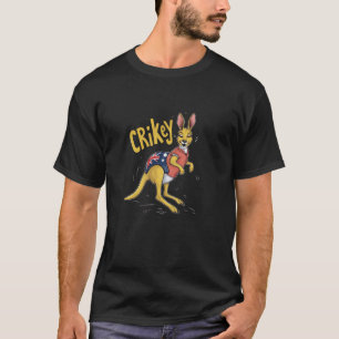 Crikey Funny Aussie Kangaroo Slang Print T-shirt
