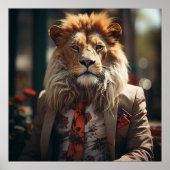 Crime Boss Lion in een pak en Stropdas Poster (Voorkant)