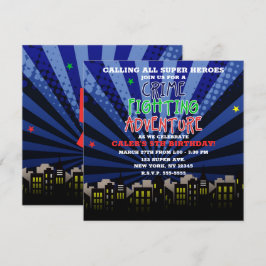 Crime Fighting Adventure Super Hero Birthday Party Kaart