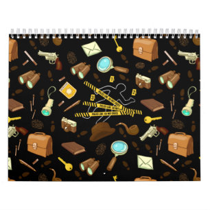 Crime Novel rechercheur Icons Patronen Kalender