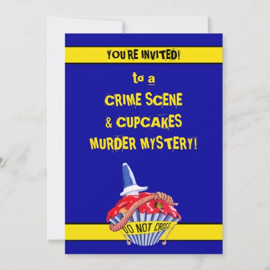 Crime Scene Cupcake blue Murder Mystery Invitation Kaart (Voorkant)