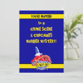 Crime Scene Cupcake blue Murder Mystery Invitation Kaart (Staand voorkant)