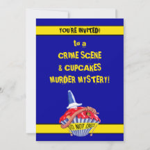 Crime Scene Cupcake blue Murder Mystery Invitation