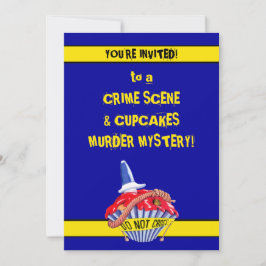 Crime Scene Cupcake blue Murder Mystery Invitation Kaart