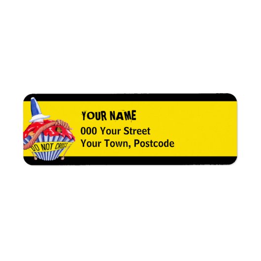 Crime Scene Cupcake geel Retouradres Etiket (Voorkant)