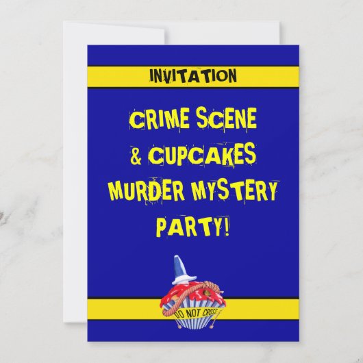 Crime Scene Cupcake Murder Mystery Invitation Kaart (Voorkant)