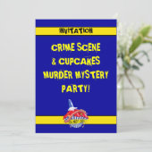 Crime Scene Cupcake Murder Mystery Invitation Kaart (Staand voorkant)