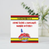 Crime Scene Cupcake Murder Mystery Invitation Kaart (Staand voorkant)