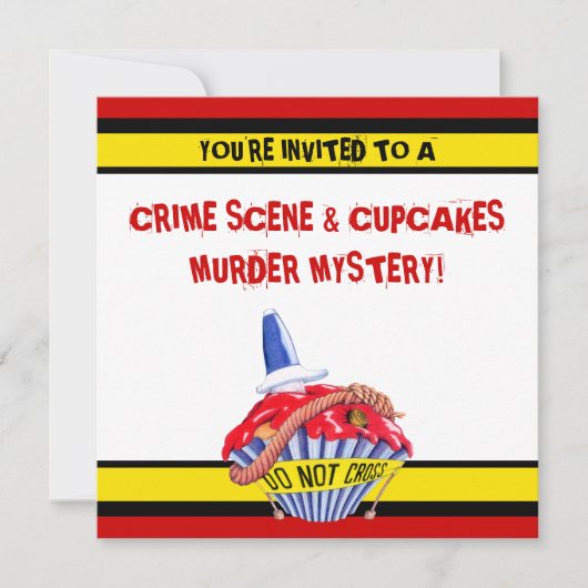 Crime Scene Cupcake Murder Mystery Invitation Kaart (Voorkant)