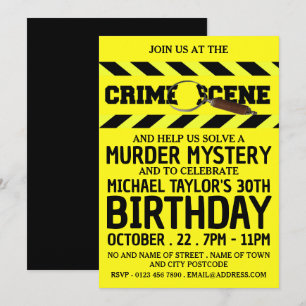 Crime Scene, Murder Mystery Birthday Party Kaart
