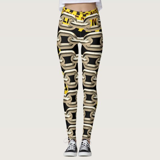 Crime scène, waarschuwend grappig design. leggings (Voorkant)