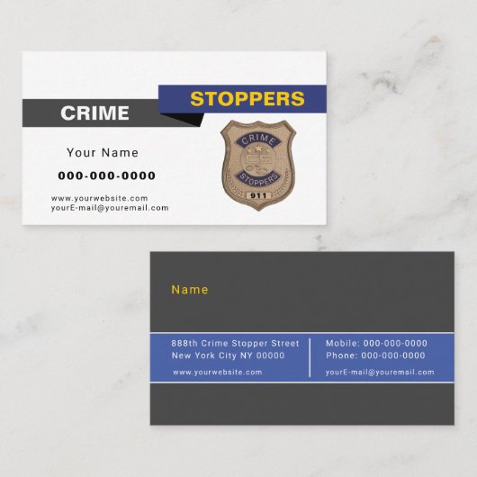 Crime Stoppers Visitekaartje (Voorkant / Achterkant)