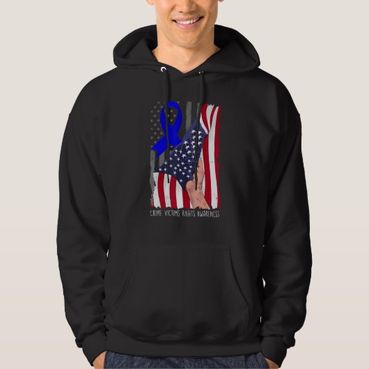 Crime Victims Rights Awareness American Flag Blue  Hoodie (Voorkant)
